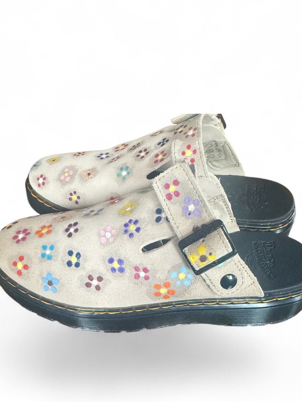 Custom Hand-Painted Dr. Martens Carlson Clogs Floral Sz 9 - Picture 13 of 17